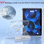 Clear Case For iPad Case 9th 10th Generation Pro11 Pencil Holder Case for iPad Air5 4 10.9 7/8/9 10.2 10.5 9.7 Mini 360° Rotation Case