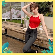 YOHII Threaded Halter Vest, Backless Sleeveless Cross Backless Vest,  Solid Color Polyamide Short St