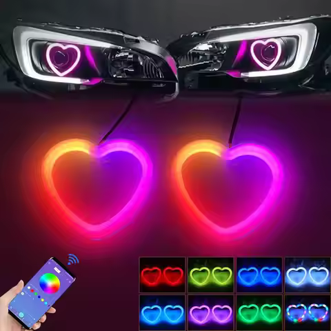 RGB With App Control LED Heart-Shaped SRGB Dynamic Angel Eyes Halo Ring Turn Signals Light Bluetooth