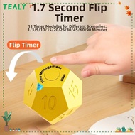TEALY USB Rechargeable Timer, LED Screen 12-hedron Automatic Rotating Timer, 1/3/5/10/15/20/25/30/45