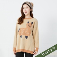Betty's (35) Large Alpaca Side Slit Mohair Knit Top (Camel)