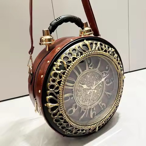 Luxury Designer Purses and Handbags Shoulder Bags funny clock-shaped bag funny Women's round bag pu 