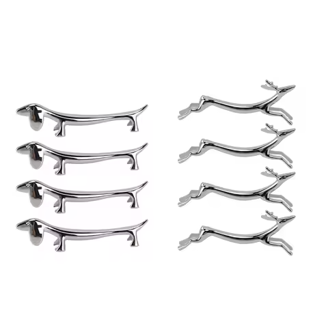 4PCS Cutlery Rest Silver Chopstick Stand Versatile Cutlery Rest Silver Electroplated Zinc Alloy Anim