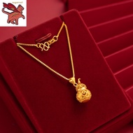Original 18K Saudi Gold Pawnable Gold Gourd Necklace Pendant Clavicle Necklace