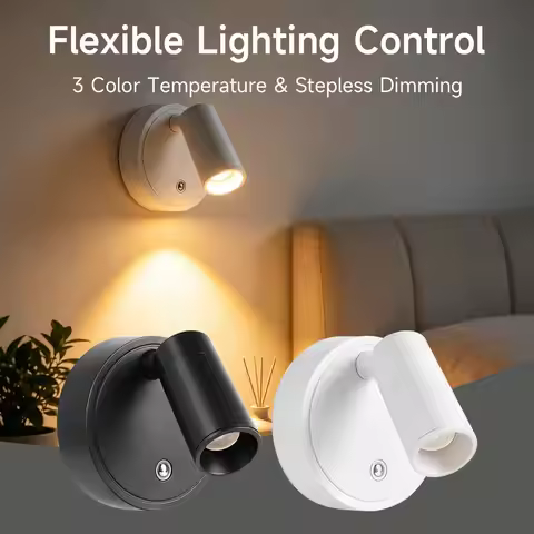 Rechargeable LED Wall Lamp Touch Night Lights Wireless Magnetic Spotlight 355° Rotation For Bedroom 