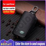 หนังคาร์บอนไฟเบอร์คุณภาพสูงสำหรับ Land Rover Key Cover เคสกุญแจรีโมทพร้อมที่ใส่กุญแจ Fod พวงกุญแจโลโ