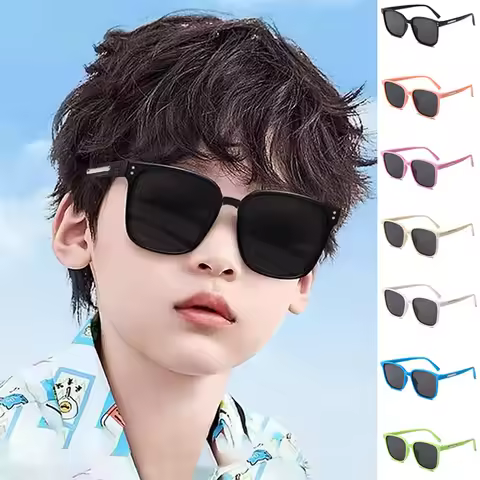 Children Sunglasses 2024 Fashion Square Kids Sunglasses Boy Girl Square Goggles Baby Travel Glasses 
