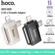 HOCO UA31F 2in1 OTG Adapter lightning Male/Type-C Male to USB Female USB2.0 Adapter Mini Portable Fo
