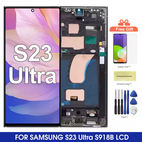 TFT Screen for Samsung Galaxy S23 Ultra S918B S918B/DS Lcd Display Digital Touch Screen with Frame f