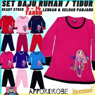 Muslimah 5-14 years old Girls Pajamas Long Sleeves Sleeping Pants Set