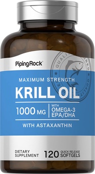 Krill Oil 1000mg Softgels | 120 Count | Omega 3, EPA DHA Supplement | with Astaxanthin | Maximum Str