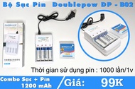 Sạc Pin 4 cổng Doublepow DP-B02 cao cấp và 4 pin tiểu sạc AA AAA