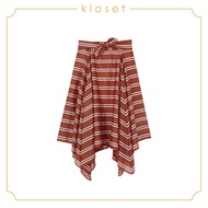 KLOSET Striped Asymmetric Skirt (SS20-S006) กระโปรงลายริ้ว