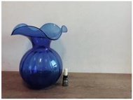 WH3274【四十八號老倉庫】全新 早期 台灣 手工 藍色 玻璃 花瓶 花器 魚缸 高30cm 1瓶價【懷舊收藏拍片道具