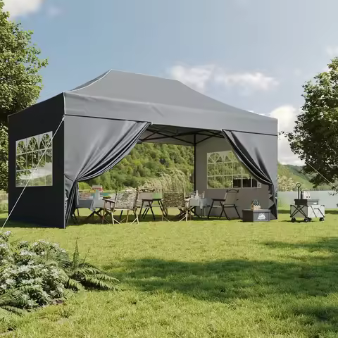 Aoxun 10x15FT Pop Up Gazebo with Sides Heavy Duty Waterproof Outdoor Canopy Tent with Roller Bag and