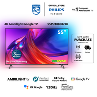 PHILIPS 4K UHD LED 55 Inch Google TV | 3 Sided Ambilight | 55PUT8808/98 | Youtube | Netflix | meWatch | Google Assistant | Dolby Atmos &amp; Dobly Vision