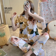 Korean pajama terno for woman sleepwear for adult dress nightwear set fashion floral women set homew