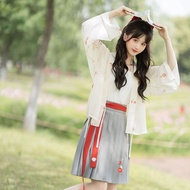 Tsubaki and Song Made Short Shirt Pleated Skirt Improved Hanfu Female Han Elements Daily Hanfu