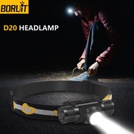 BORUiT D20 LED Zoom Headlamp 600LM 6 Light Modes Type-C Charging Waterproof Head Torch Camping Fishi
