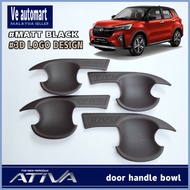 Perodua ativa matt Black car door handle bowl cover accessories 3d carbon logo style 4pcs