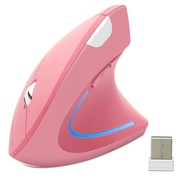 CHYI Ergonomic Vertical Mouse Wireless RGB USB Optical Mause Gaming Right Left Hand Pink Mice For Co