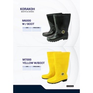[Black/Yellow] KORAKOH Rubber Shoe Water Rain Boot (M6000 / M7000) Kasut Kerja Getah Kebun