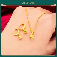 ASIXGOLD 916 Gold Jewelry Set Women's Necklace Earrings 2-in-1 Set Fashion Korean Gold Bangkok Gold Jewelry