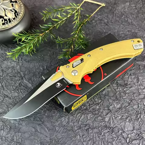 Mic Knives Desert Folding Knife, 8Cr13Mov Stainless Steel Blade Nylon Fiber Handle, Compact EDC Pock