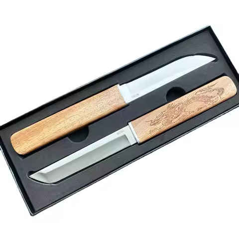 Two-in-one Double Knife High Hardness Sharp Drop Point / Tanto Blade Knives Outdoor Portable Camping