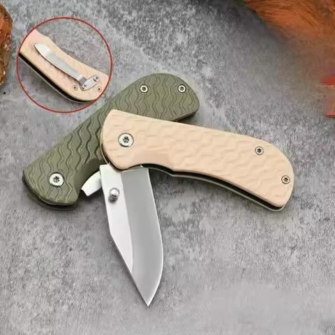 Portable Lock-free Mini Folding Knife with Plastic Handle Stainless Steel Blade and Back ClipOutdoor