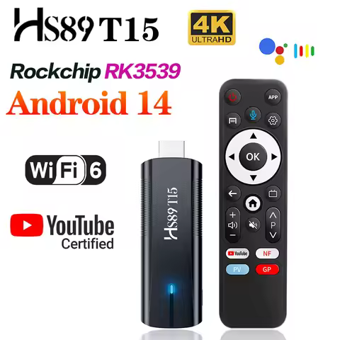HS89 T15 TV Box Android14 Rockchip RK3539 Quad-Core 64bit Cortex-A55 Native YouTube Support 4K HDR W