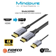 Mindpure AD063 2m HDMI TO DP ADAPTER CABLE 4K/60HZ