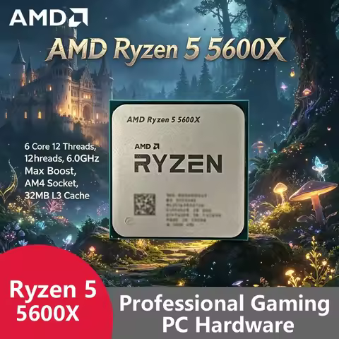 AMD Ryzen 5 5600X Unlocked Tray OEM CPU,6C12T,4.6GHz Boost,32MB L3 Cache,AM4 65W High Performance Ga