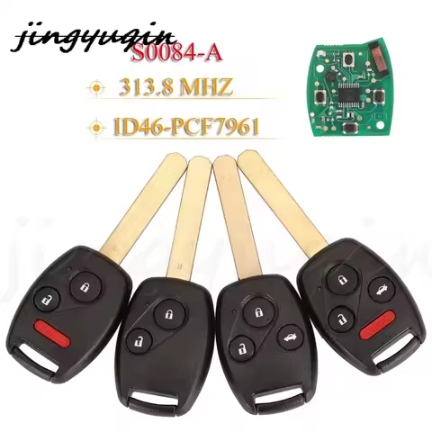 jingyuqin 2/3/4B Remote Fob N5F-S0084A 313.8MHz Id46 PCF7961 Chip Car Key For Honda CIVIC STREAM Acc
