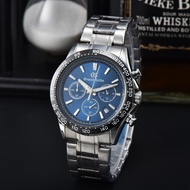 Grand SEIKO Sports Waterproof Three-Eye Chronograph Quartz Movement Stainless Steel Strap Japanese Korean Watch Men's Watch Blue Dial