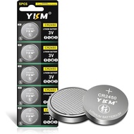 YKM CR2450 Battery 5 Pack, CR 2450 3V Lithium Coin Cell Batteries, Button Battery CR2450 Batteries f