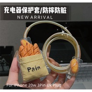 Cute Bread 20W 18W fast charger protective cover Cute 4 in 1 charger case+cable protector