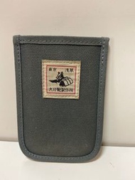 東京淺草犬印鞄製作所灰色帆布製手機袋 收納袋 寬約8.5 長約12.5公分