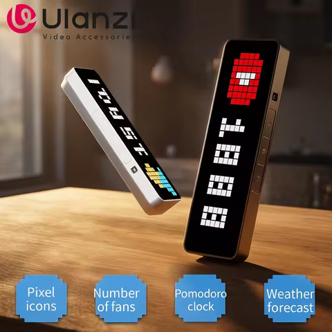 Ulanzi TC001 Smart Pixel Clock Youtube Followers Simultaneous Weather Forecast Function Pixelated Me