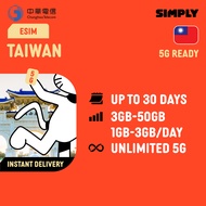 [eSIM- Taiwan] Up to 30 Days | Daily:500MB/1GB/2GB/3GB |  Total:3GB-50GB | Unlimited4G Data | Regist