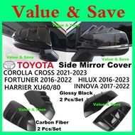 Toyota Corolla Cross Fortuner Harrier Hilux Innova Side View Mirror Cover Exterior Car Accessories Glossy Black Carbon