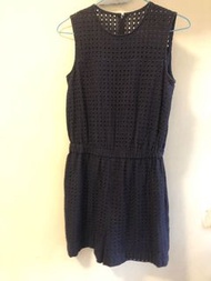 日本Rope Picnic 深藍色通花連身褲(A)