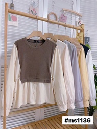 เสื้อคอกลมแต่งผ้าลูกฟูก ป้ายMy Shop A139