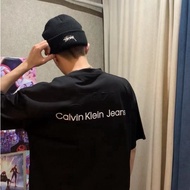 100%Original Calvin Klein Baju-T lelaki classic large print letter Baju-T wanita embroidered armband