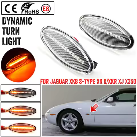 2X For Jaguar XK8 S-Type XK 8/XKR XJ X350 Hight Quality LED Dynamic Side Marker Turn Signal Indicato
