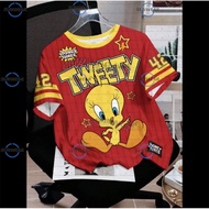 Summer Family Matching Casual Sports T-Shirt, 3D All Over Tweety Bird Cartoon Printed Short Sleeve T