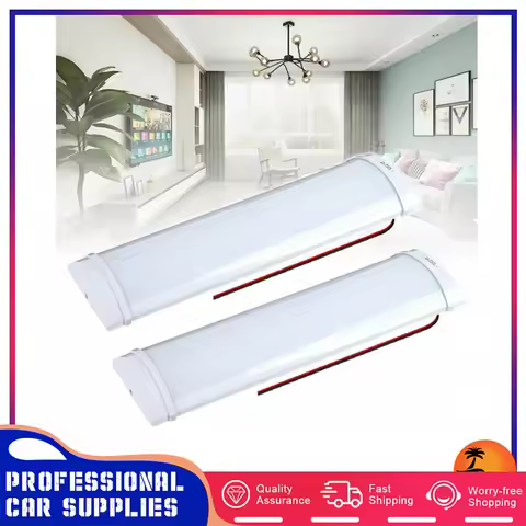 2x 12V LED Truck Dome Roof Ceiling Interior Light White Strip Bar Lights ON/OFF Switch For Car Vehic