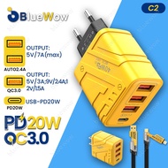 [PD20W+QC3.0] BlueWow 40W Charger Adapter, USB C Charger Block, 40W 4-Port USB C Wall Charger Fast C