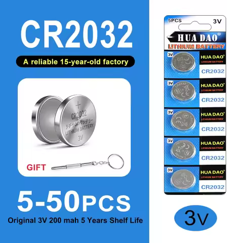 5-50PCS CR2032 3V 200mAh Lithium Battery, Durable for Medical Devices, Car Key Fobs, Watches & Unive
