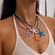 Boho Colored Starfish Pendant Necklace Women's Dopamine Necklace